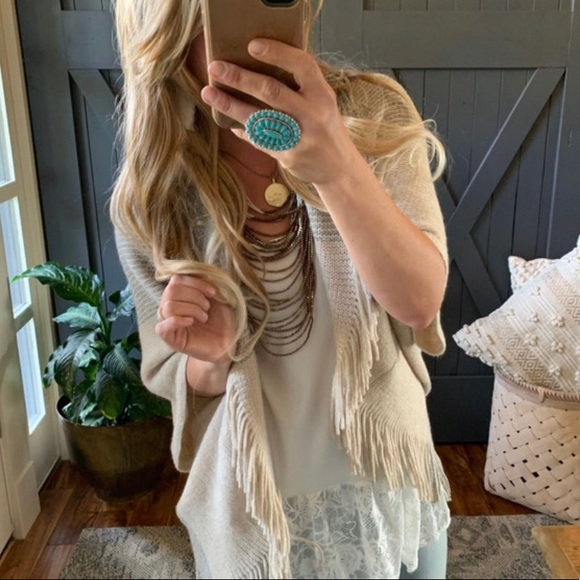 New Cozy Shawl Collar Blanket Cardigan Sweater - Wrap Poncho Western Boho - Picture 5 of 10